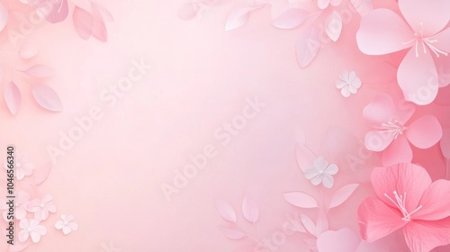 Photo of, Pink background with minimalist floral patterns for design, banner template