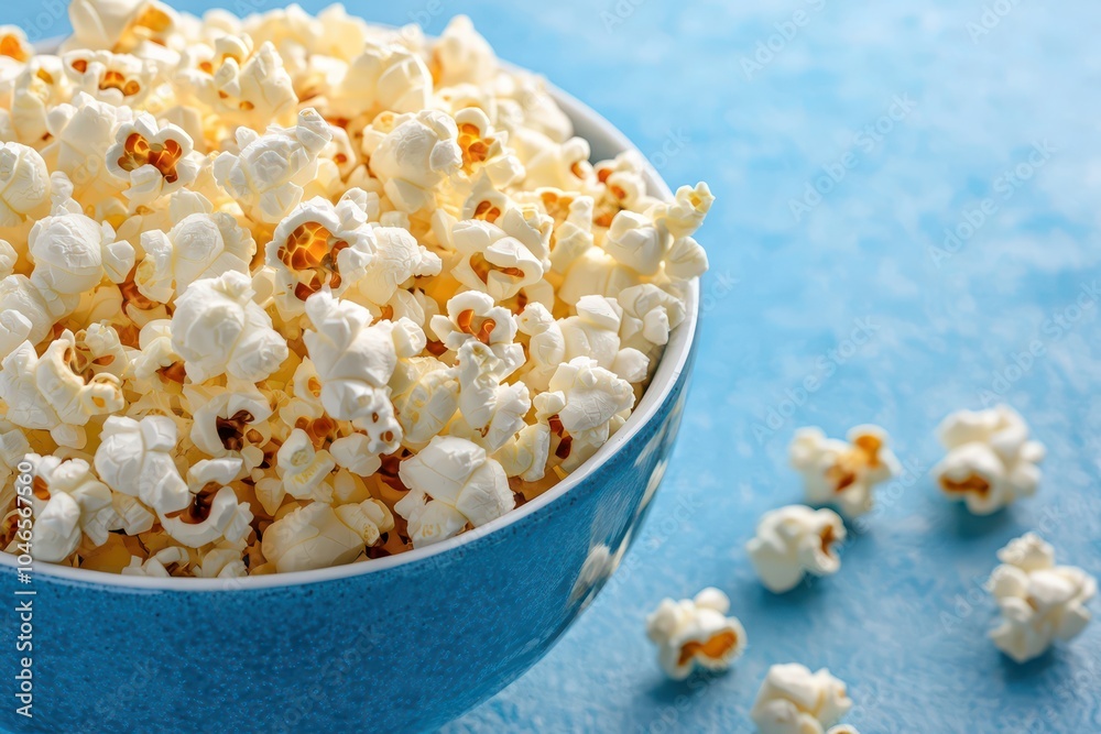 Overflowing Bowl of Buttery Popcorn with Extra Salt Ready for Movie Night Delight Overflowing Bowl of Buttery Popcorn with Extra Salt Ready for Movie Night Delight