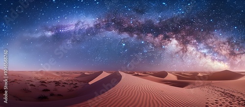 Starry Night Sky Over Desert Sand Dunes photo