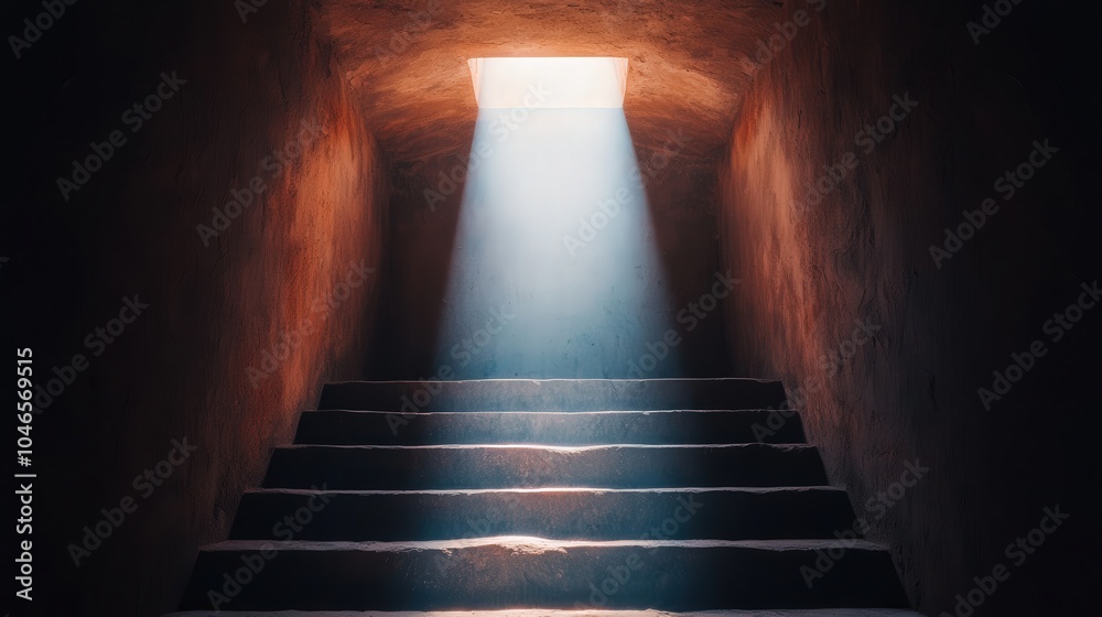 Illuminated Path A Glimpse of Hope Through the Stairway Light Illuminated Path A Glimpse of Hope Through the Stairway Light