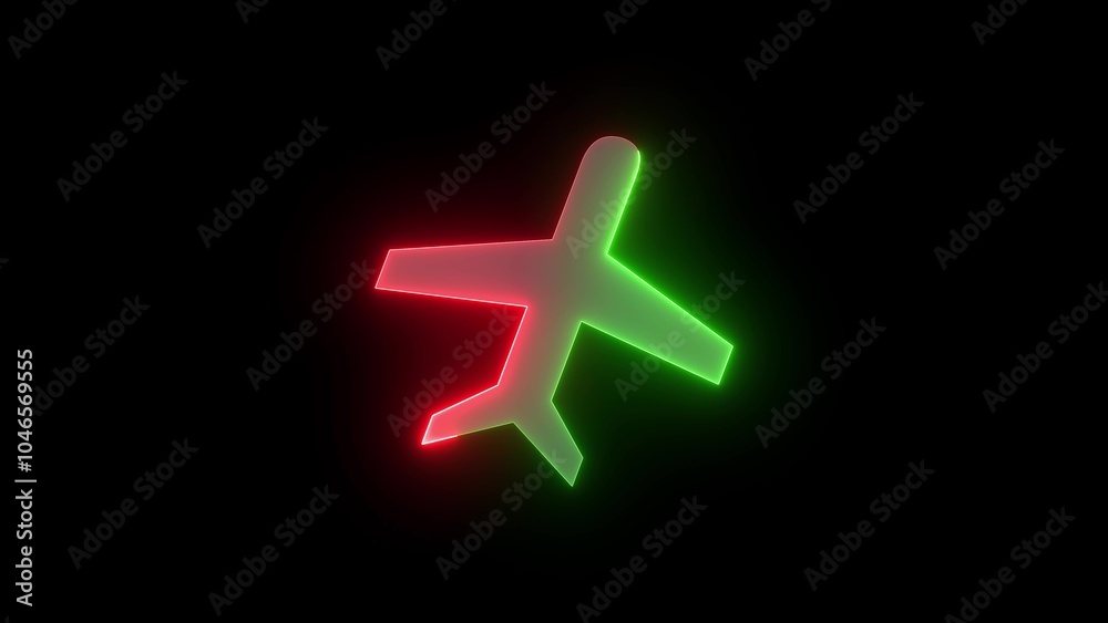 Glowing Airplane Icon with Red and Green Lights Glowing Airplane Icon with Red and Green Lights