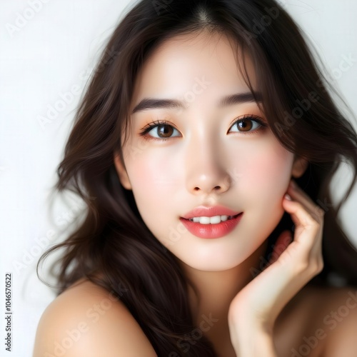 Portrait of a Beautiful Woman with Flawless Skin and Natural Beauty