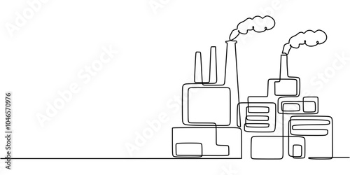 Continuous Line Drawing of Modern Industrial Plant Simple Design for Architecture photo