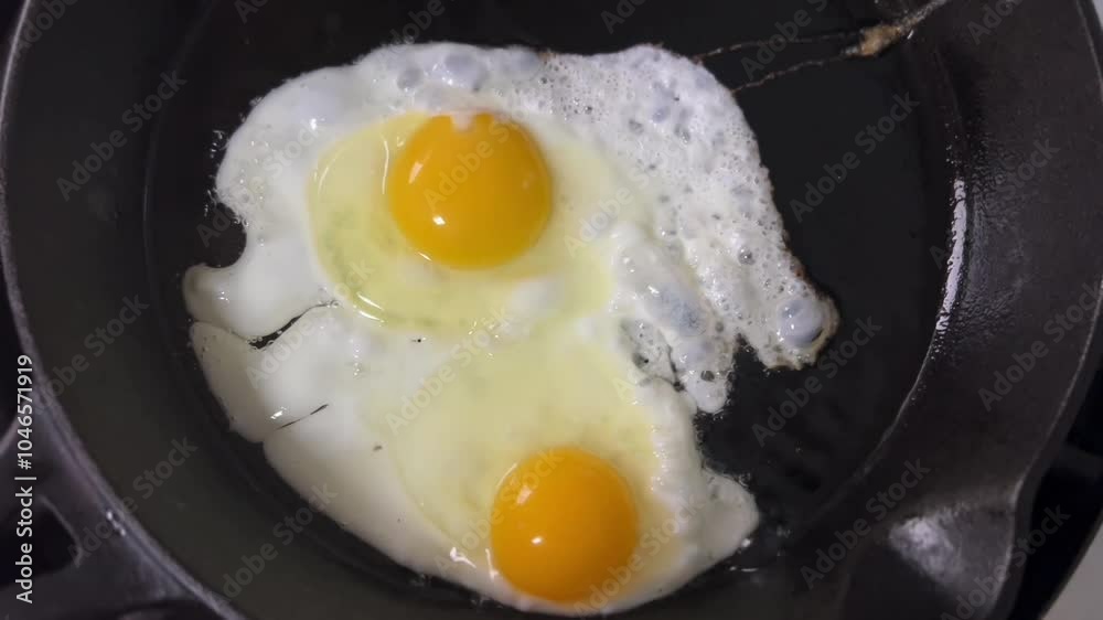 Fry the egg in cast iron pan,on the stove, Fry the egg in cast iron pan,on the stove,