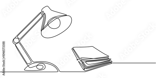 Minimalist Table Lamp Design for Office Work Illuminating Documents Continuous Line Drawing