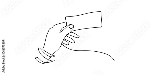 Continuous Line Drawing of Hand Holding Money for Banking and Finance Concept Minimalist Design