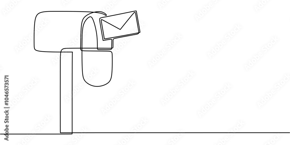 Continuous Line Drawing of Mailbox with Envelopes Minimalist Mailing Concept Vector Illustration Continuous Line Drawing of Mailbox with Envelopes Minimalist Mailing Concept Vector Illustration