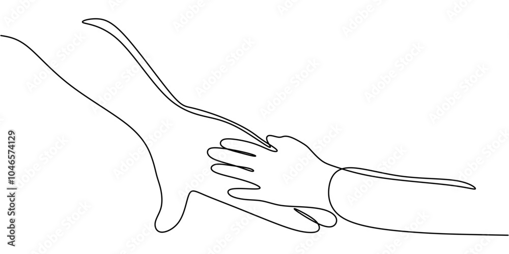 Continuous Line Drawing of Father and Child Hands Minimalist Family Concept Vector Illustration Continuous Line Drawing of Father and Child Hands Minimalist Family Concept Vector Illustration