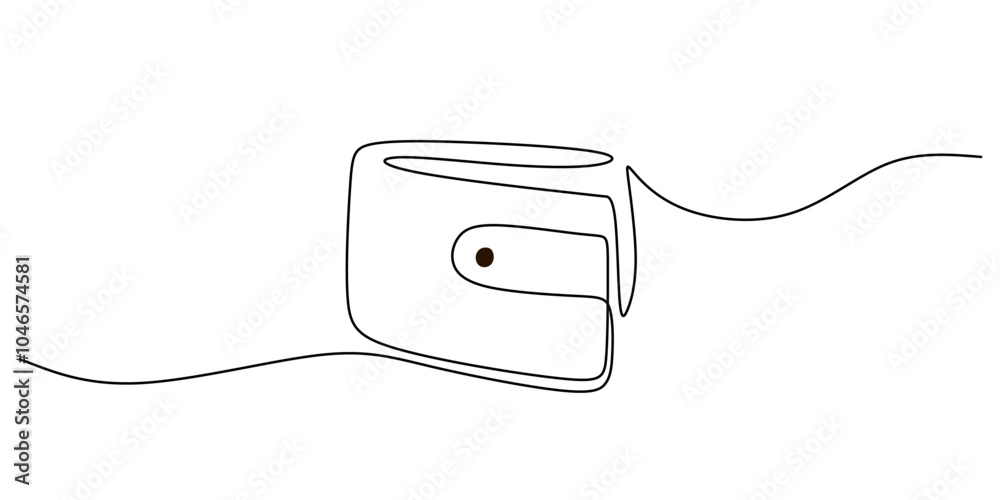 Obraz premium Minimalist One Line Drawing of Wallet Accessories Vector Illustration for Modern Design