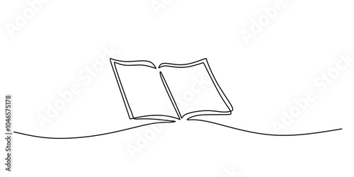 Continuous Line Drawing of Open Quran Minimalist Design for Religious Concept Art