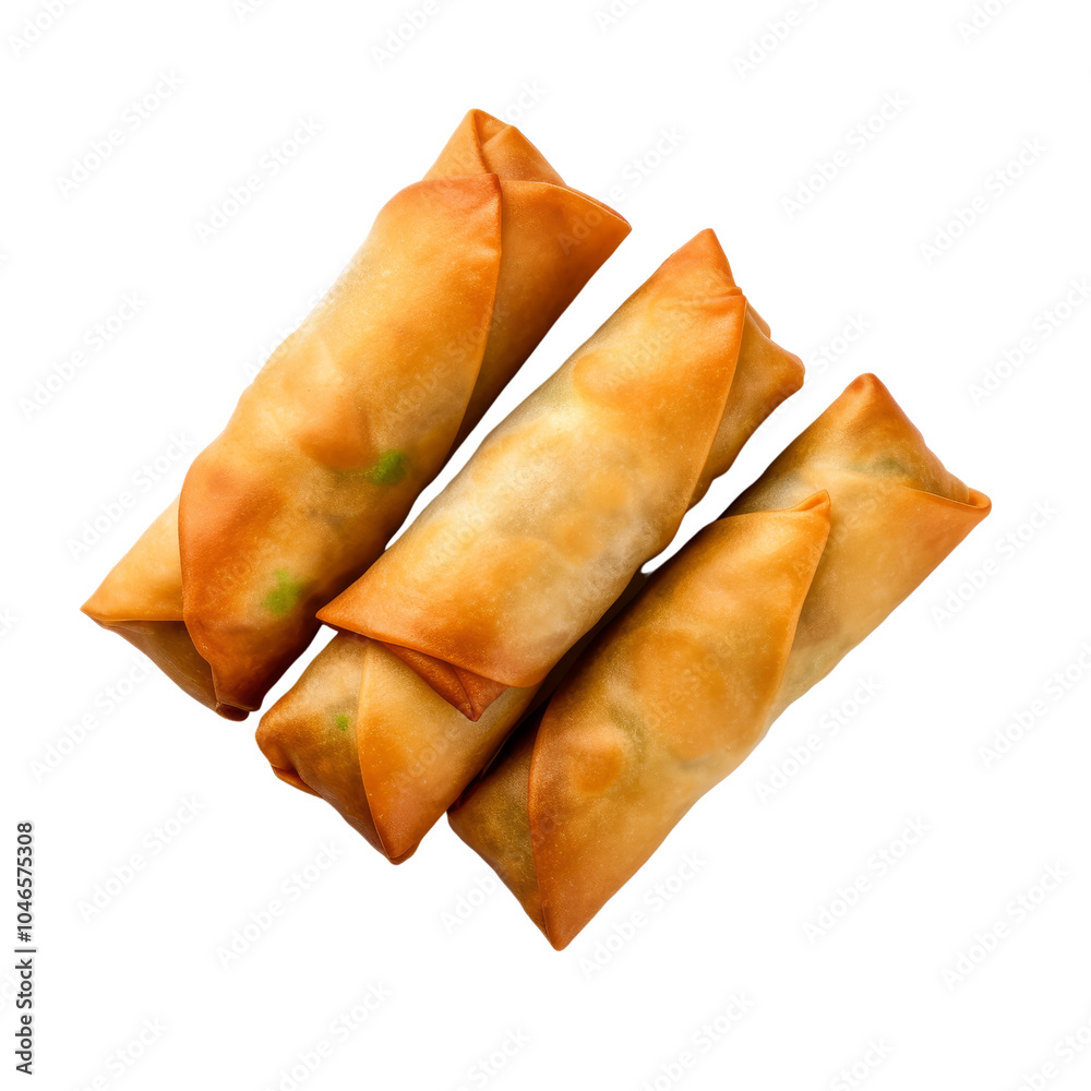 Golden Fried Spring Rolls on White Background Golden Fried Spring Rolls on White Background