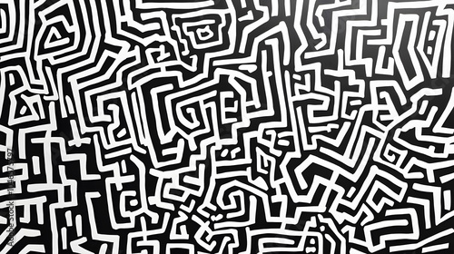 Intricate black and white maze