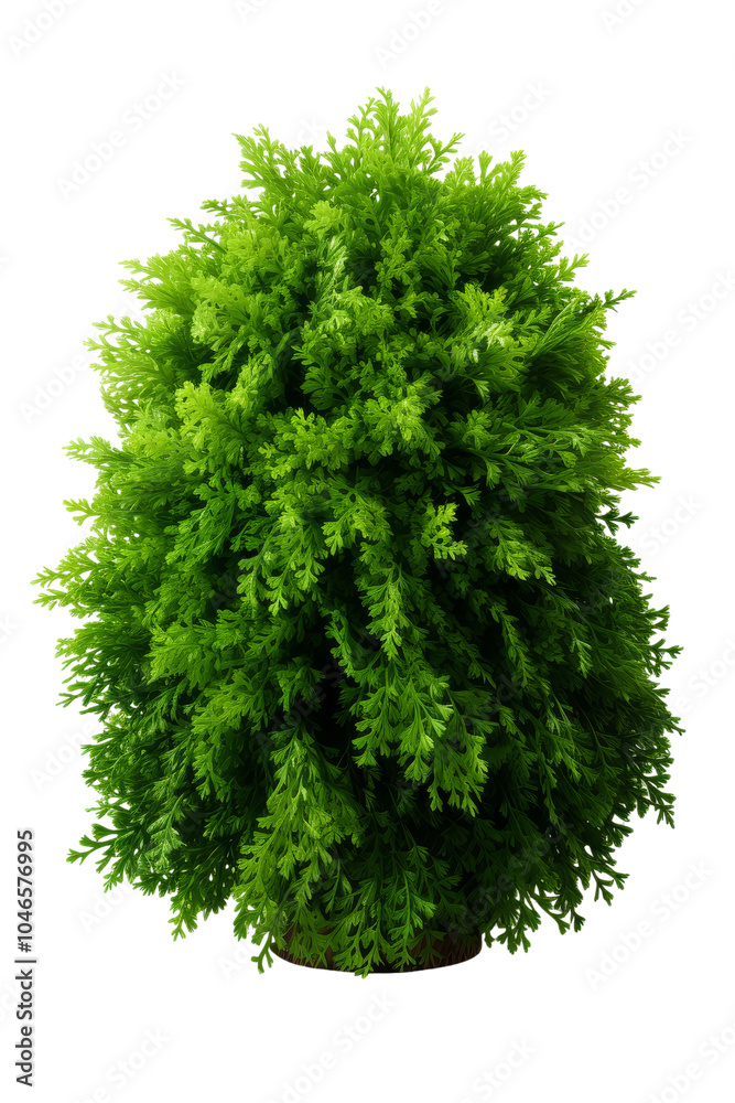 Fototapeta premium Vibrant Green Thuja Tree Isolated on White Background