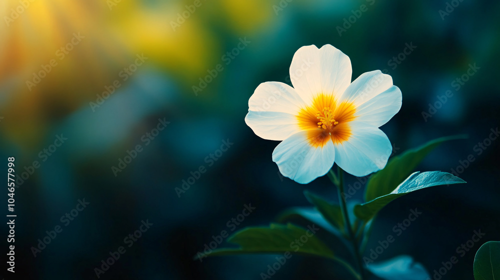 A stunning white flower with a vibrant yellow center stands out against a softly blurred background showcasing the delicate beauty of nature A stunning white flower with a vibrant yellow center stands out against a softly blurred background showcasing the delicate beauty of nature