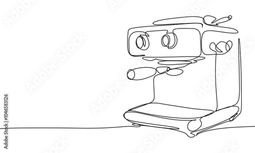 Coffee Machine one line continuous. Coffee line art. Hand drawn vector art.