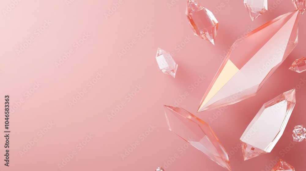 Photo of, Pink background with minimalist geometric shapes and holographic overlays for design, banner template Photo of, Pink background with minimalist geometric shapes and holographic overlays for design, banner template