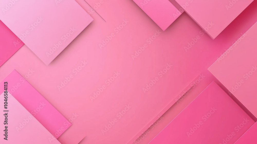 Photo of, Pink background with minimalist geometric shapes and lines for design, banner template