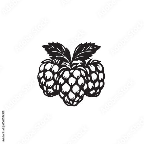 Raspberries In cartoon, hand-drawn flat style. image for social media, websites and UI. Isolated 2D vector design in logo, icon, sketch style, simple line vector, single color. AI Generative Art.