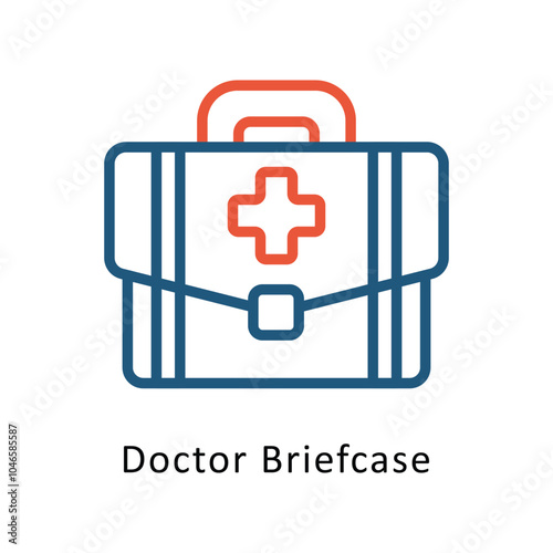 Doctor Briefcase vector Outline Two Color Design icon. Cancer Symbol on White background EPS 10 File