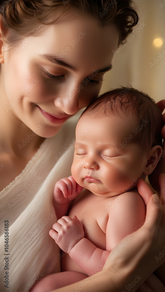 Tender Moment Between Mother and Baby: A Scene of Warmth and Intimacy Tender Moment Between Mother and Baby: A Scene of Warmth and Intimacy