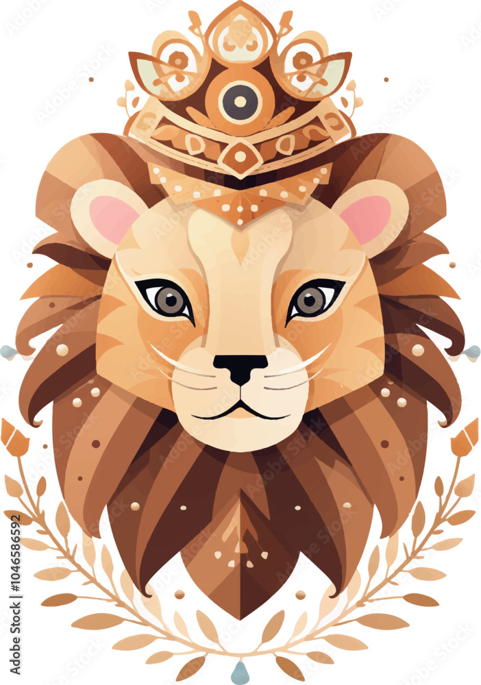 Obraz premium Wearing a Crown Cartoon Lion
