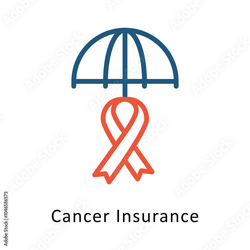 Cancer Insurance vector Outline Two Color Design icon. Cancer Symbol on White background EPS 10 File