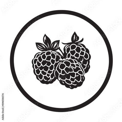 Raspberries In cartoon, hand-drawn flat style. image for social media, websites and UI. Isolated 2D vector design in logo, icon, sketch style, simple line vector, single color. AI Generative Art.
