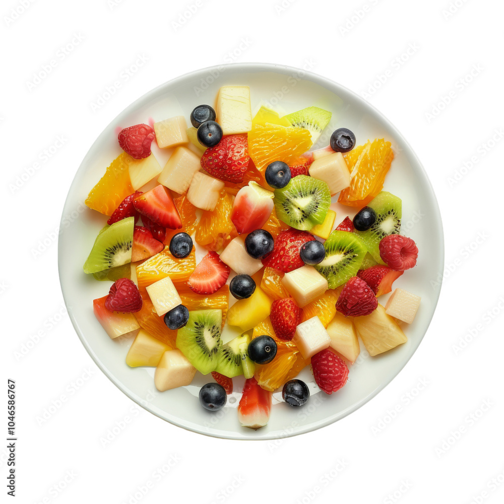Fruit Salad on a white plate, isolated transparent background, Generative AI Fruit Salad on a white plate, isolated transparent background, Generative AI