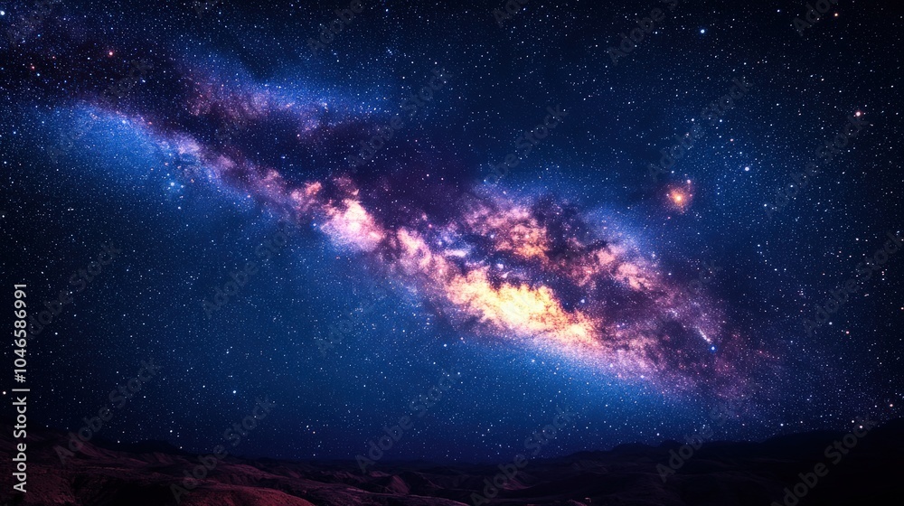 Fototapeta premium A stunning view of a galaxy filled with stars and cosmic colors against a dark backdrop.