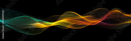 Abstract background with a dynamic colorful gradient futuristic point wave. Concept of artificial intelligence AI, big data digital technology.