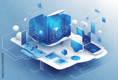 Abstract illustrations and concepts showcasing the development of the digital world and the latest technologies