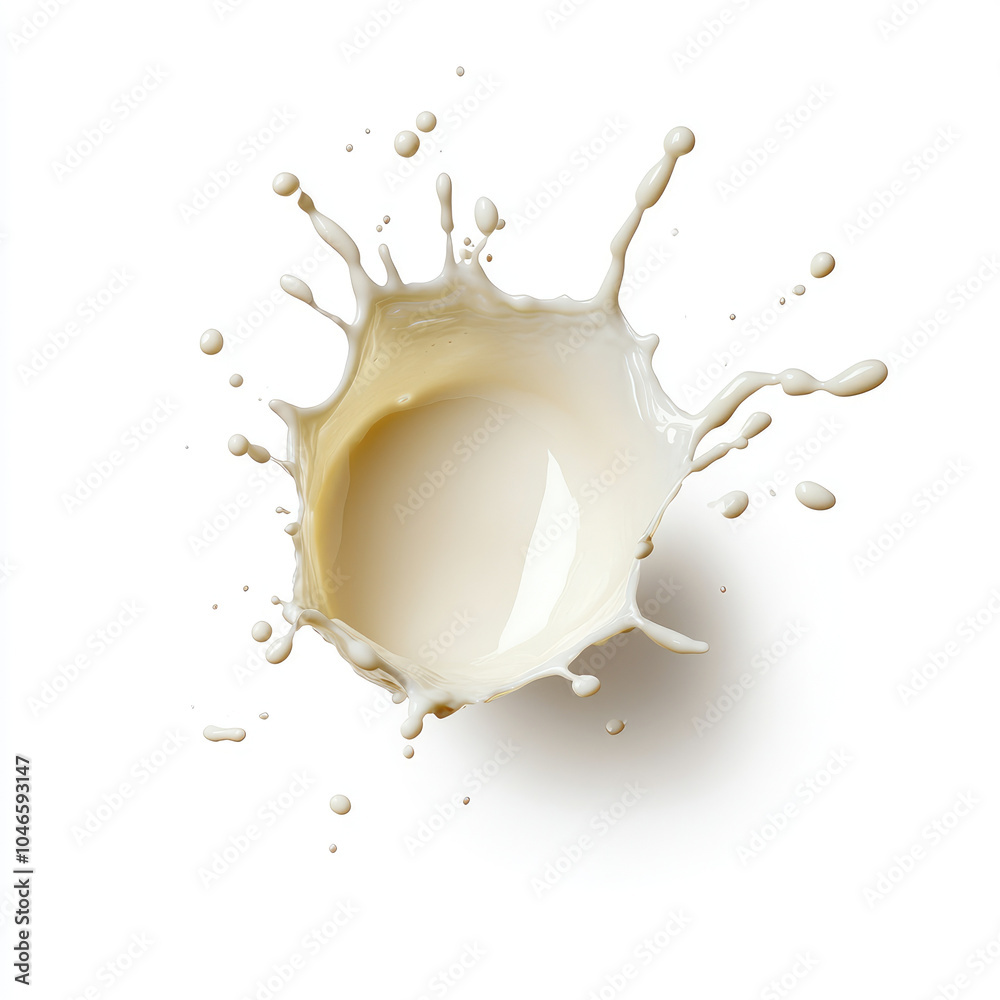 stunning milk splash creates crown shape, frozen in time against clean white background, showcasing beauty of fluid motion and texture