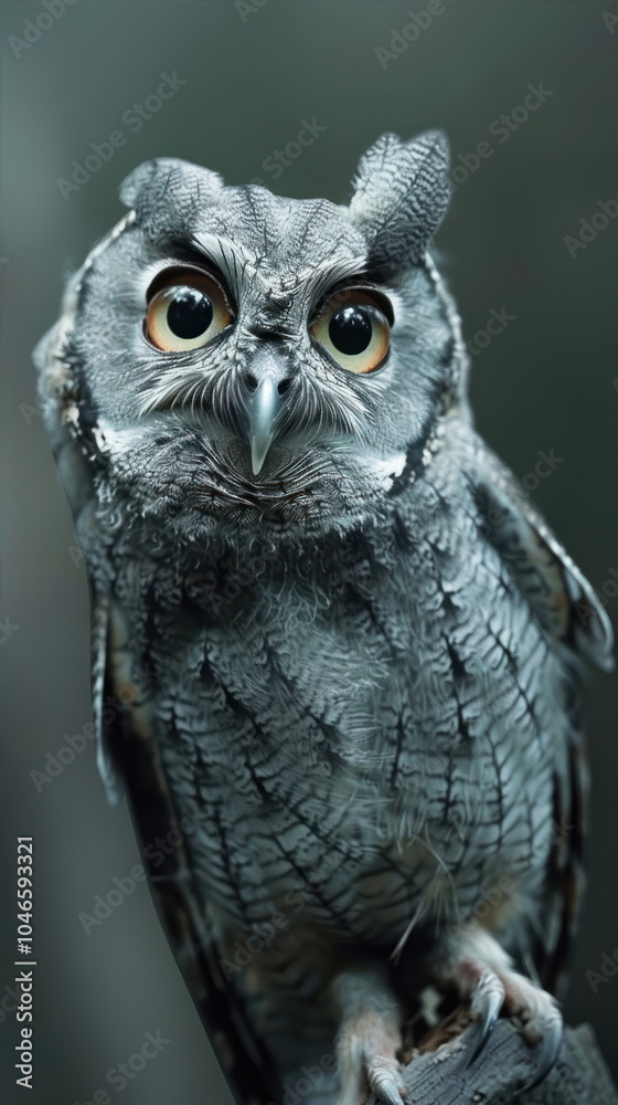Curious Huh Owl Tilts Its Head in a Woodland Wonder During a Tranquil Morning Curious Huh Owl Tilts Its Head in a Woodland Wonder During a Tranquil Morning