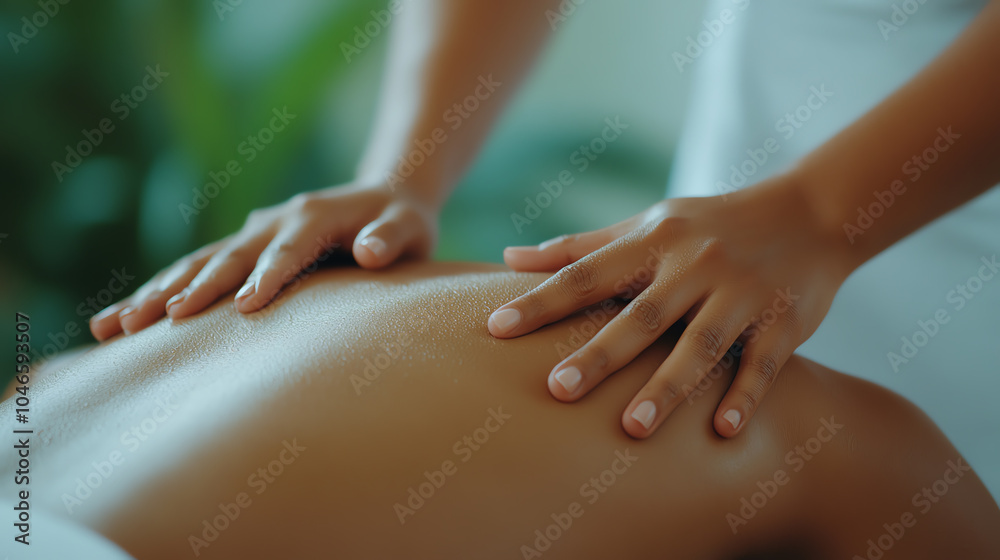 A soothing massage therapy session focusing on relaxation and wellness, highlighting hands gently applying pressure on the back. A soothing massage therapy session focusing on relaxation and wellness, highlighting hands gently applying pressure on the back.
