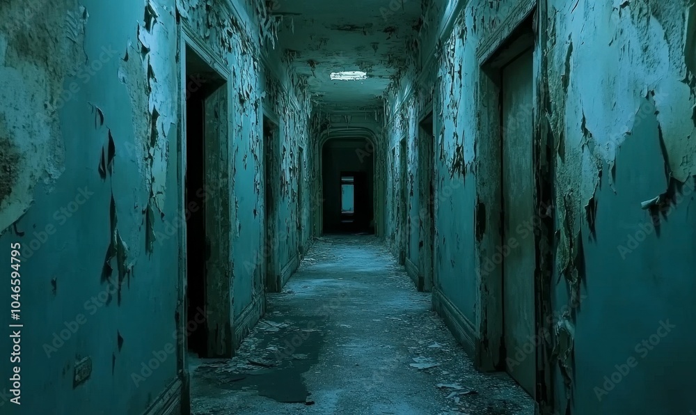 Dark hallway in an abandoned building. Dark hallway in an abandoned building.