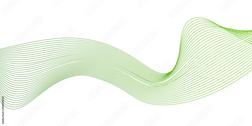 Fototapeta premium Abstract green waves background,Abstract green wavy lines. Colorful vector background.green wave melody lines on white background,Abstract green wave lines pattern background. green wave lines frame, 