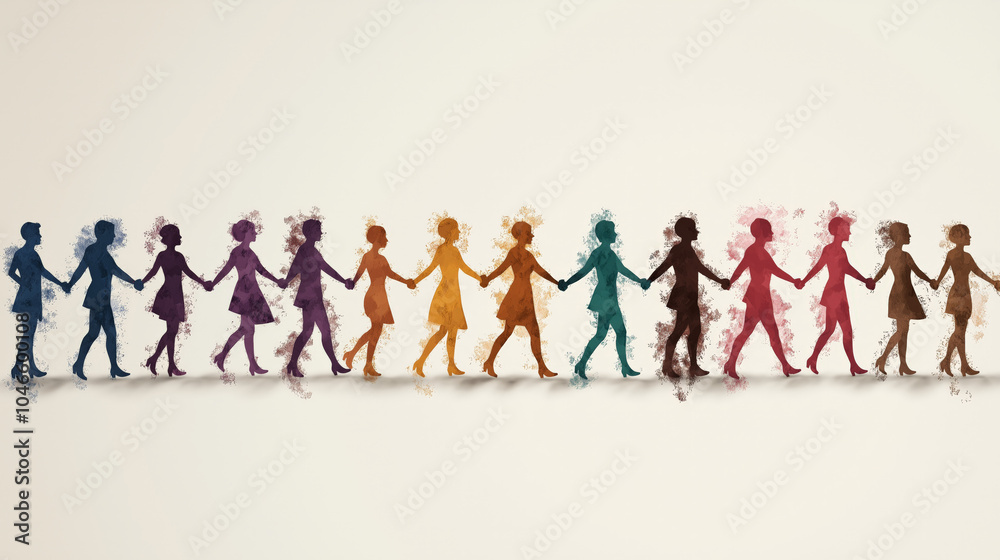 Illustration of diverse group of people holding hands. Unity, community, and mutual support. The essence of teamwork, cooperation, and the concept of helping each other in a multicultural society. Illustration of diverse group of people holding hands. Unity, community, and mutual support. The essence of teamwork, cooperation, and the concept of helping each other in a multicultural society.