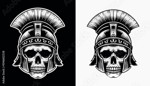 tatoo t-shirt design vector a Japanese Samurai Skull . on a black background