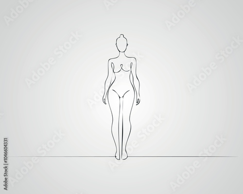 Minimalist Female Fashion Model Outline Illustration. One line art woman illustration