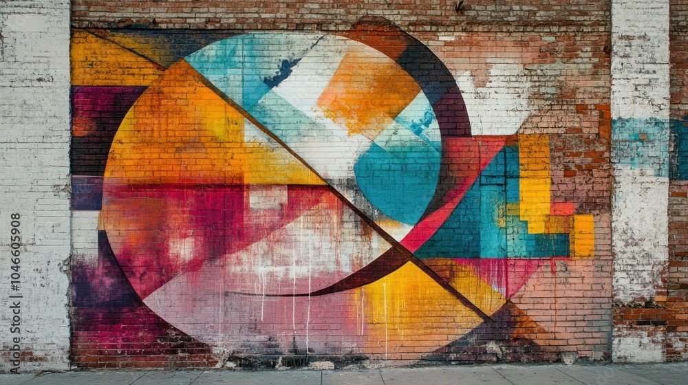 Fototapeta premium Abstract Mural on Brick Wall