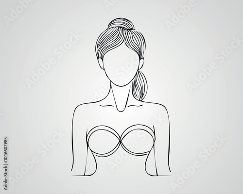 Minimalist Female Fashion Model Outline Illustration. One line art woman illustration