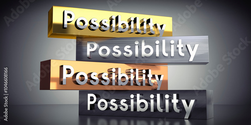 Tableau sur toile Possibility - words on metal blocks - 3D illustration