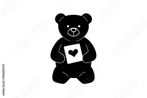 teddy bear with heart.Valentines Day icon set vector illustration.