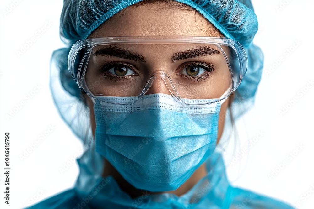 A healthcare worker in full protective gear. Generative AI A healthcare worker in full protective gear. Generative AI