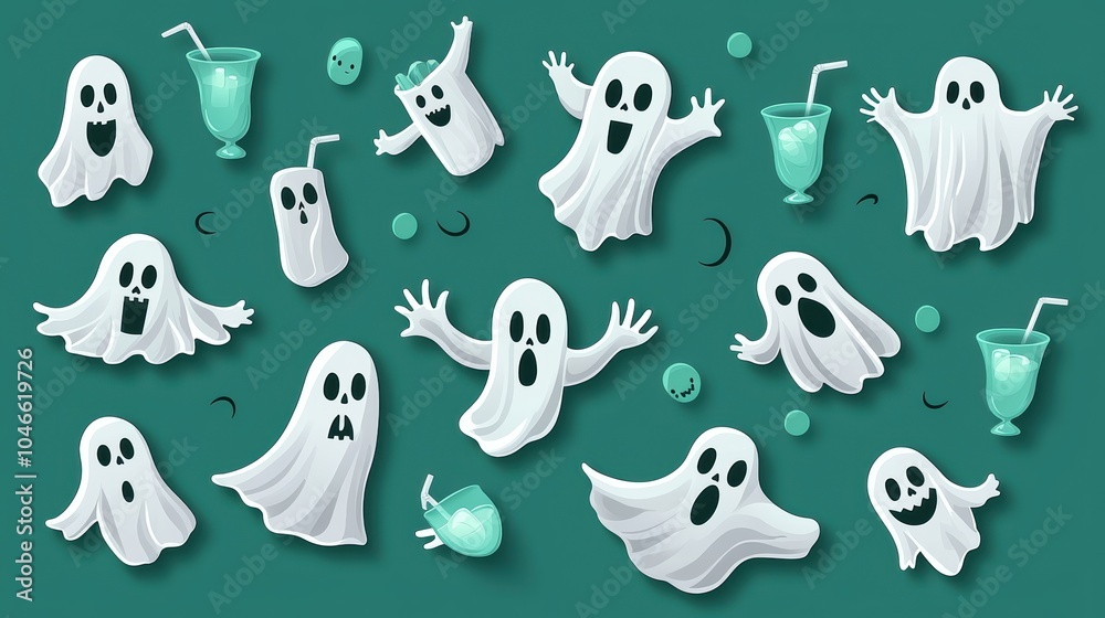 Playful ghosts and halloween spirits fun illustrations of spooky characters and festive drinks for your seasonal celebrations Playful ghosts and halloween spirits fun illustrations of spooky characters and festive drinks for your seasonal celebrations