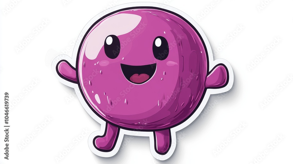 A cheerful pink cartoon character with a big smile, standing with arms raised in a playful pose. A cheerful pink cartoon character with a big smile, standing with arms raised in a playful pose.