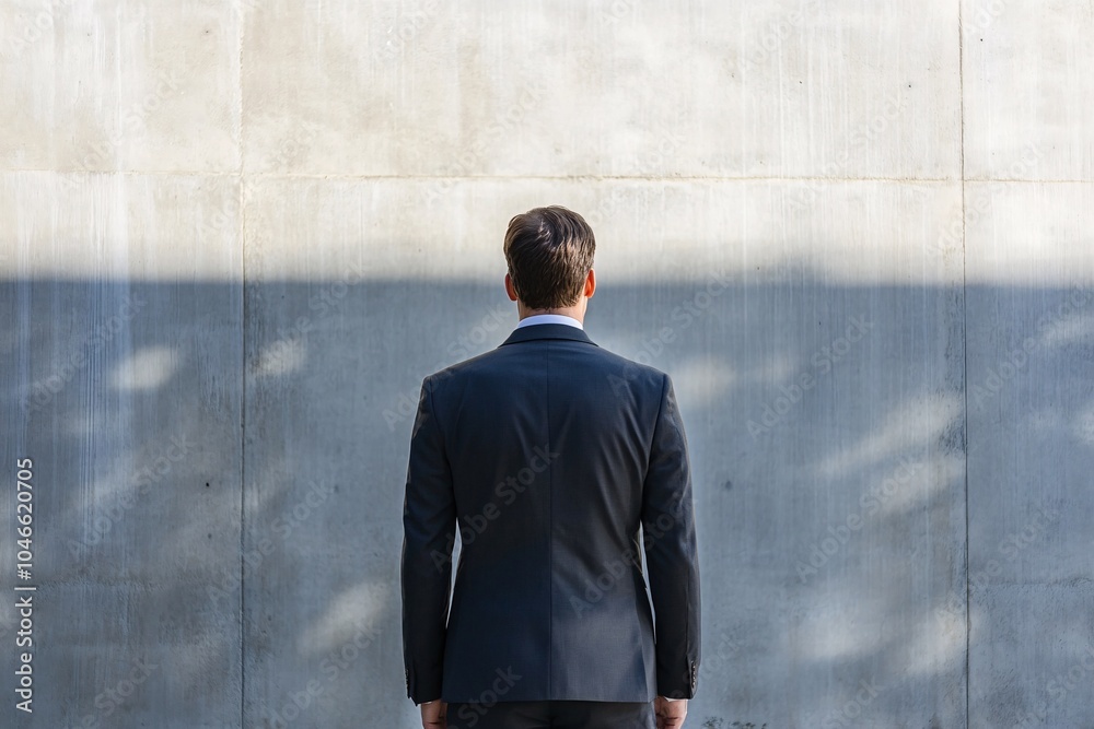 Man in Suit Standing Against a Concrete Wall Man in Suit Standing Against a Concrete Wall