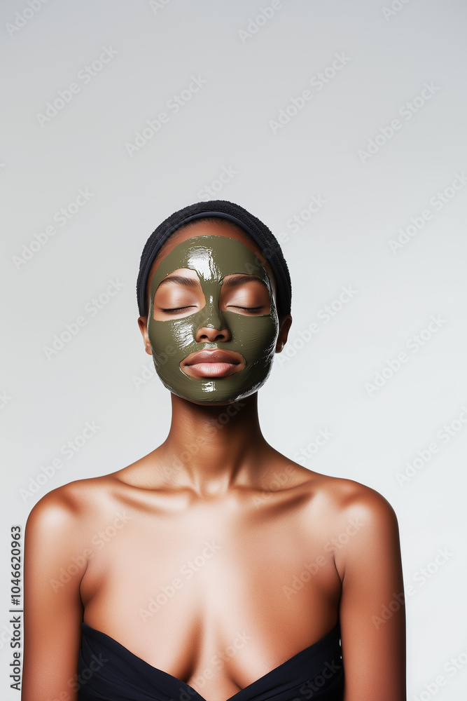 Young Woman with Facial Mask Undergoing Spa Treatment