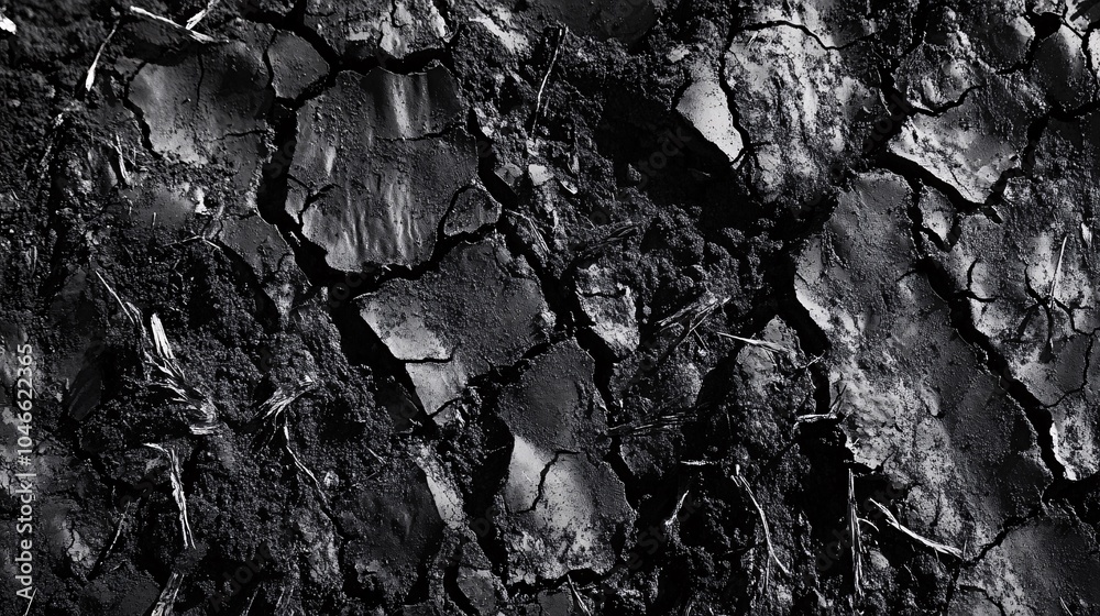 Rich Texture of Cracked Soil in Close-Up View Rich Texture of Cracked Soil in Close-Up View