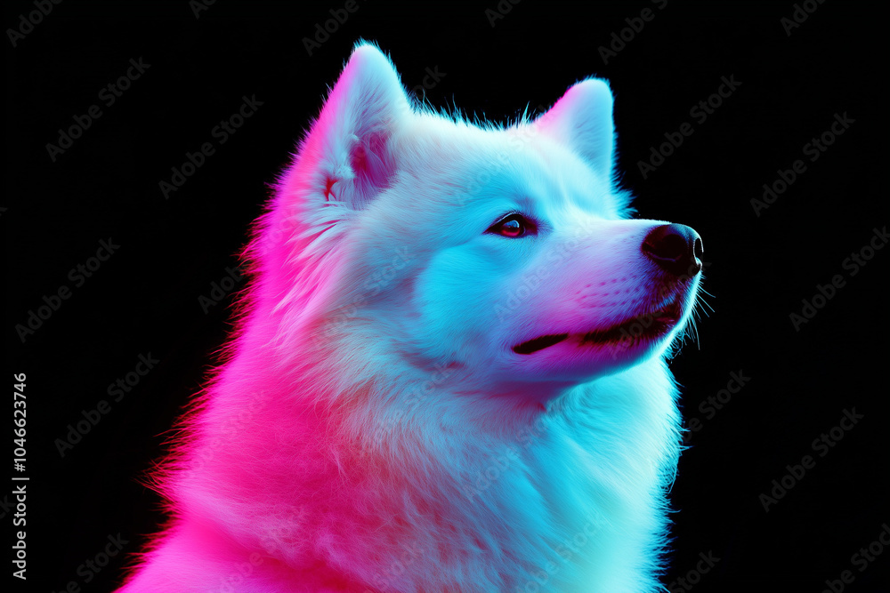 Obraz premium samoyed dog with colorful fur